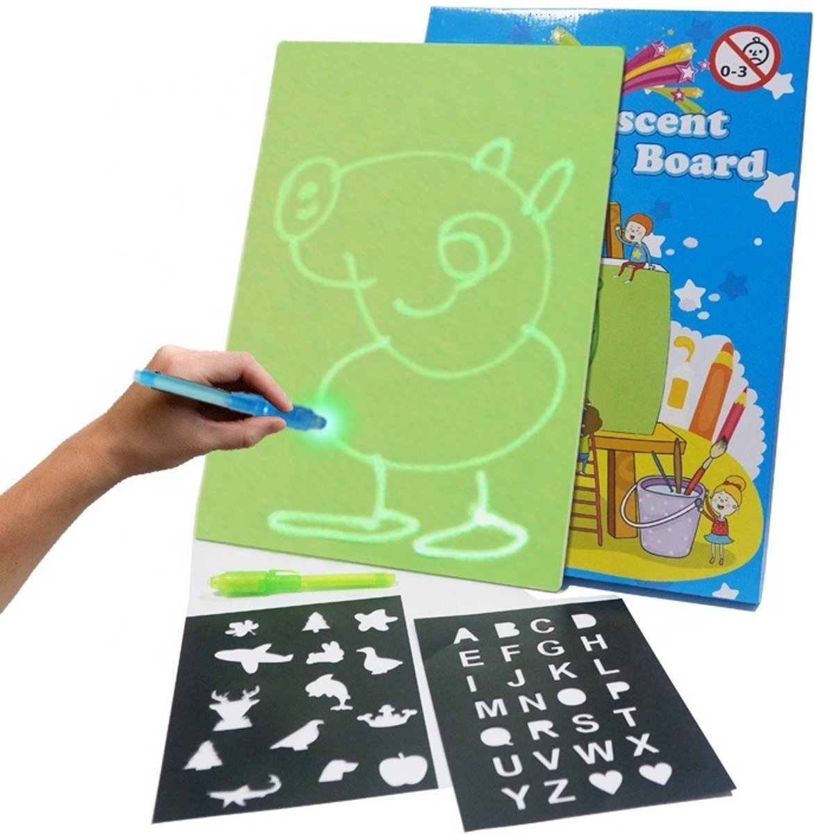 Magisch Tekenbord | Tekenen met Licht | Educatief Speelgoed | Tekenbord Kinderen | Tekenen in het Donker | Glow in the Dark | + 3 Extra Gratis LED Tekenpennen | A3